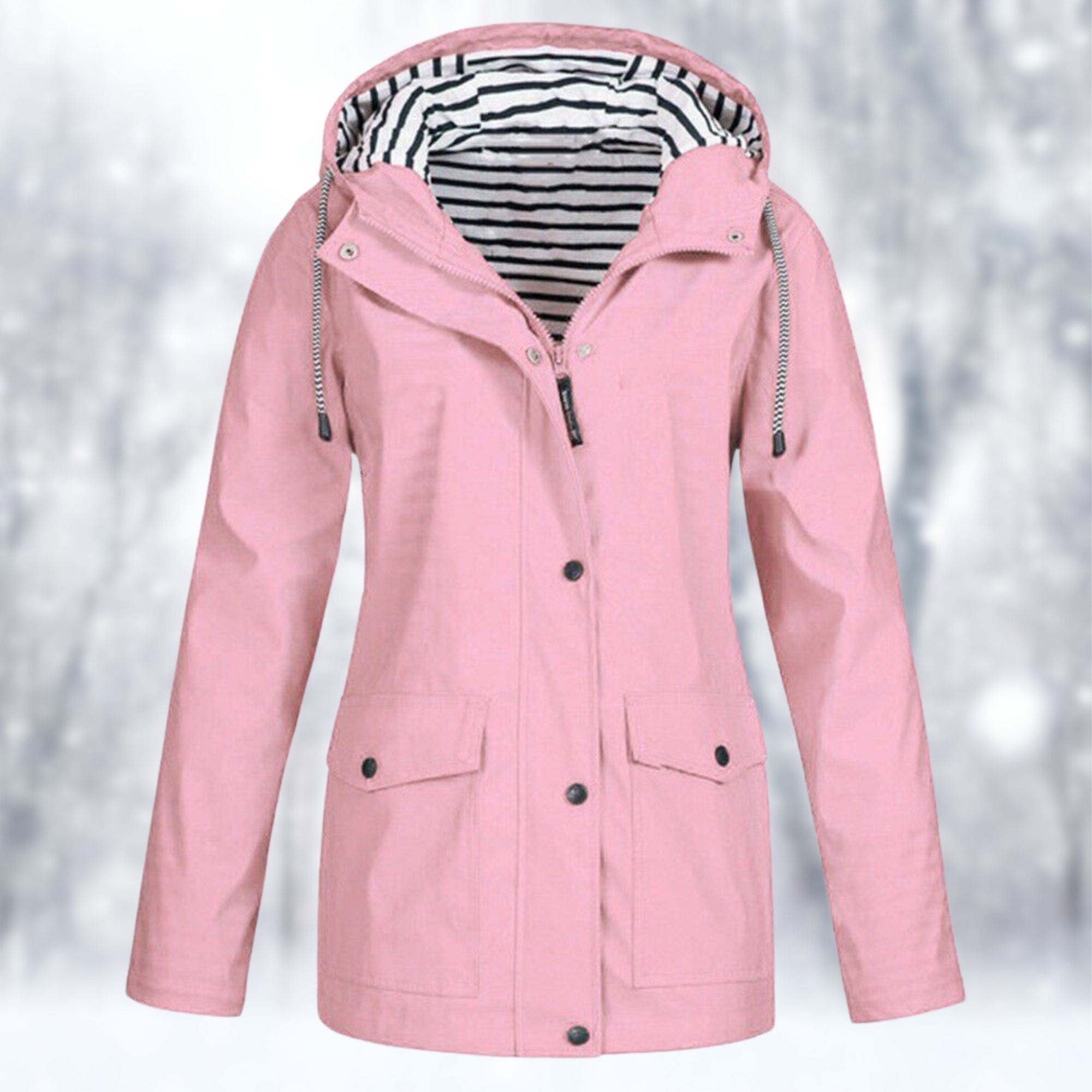Giacca impermeabile corta con cappuccio da donna