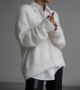 Cardigan oversize con scollo a V e maniche lunghe per donna
