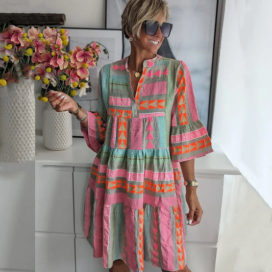 Robe mi-longue à imprimé pour femmes
