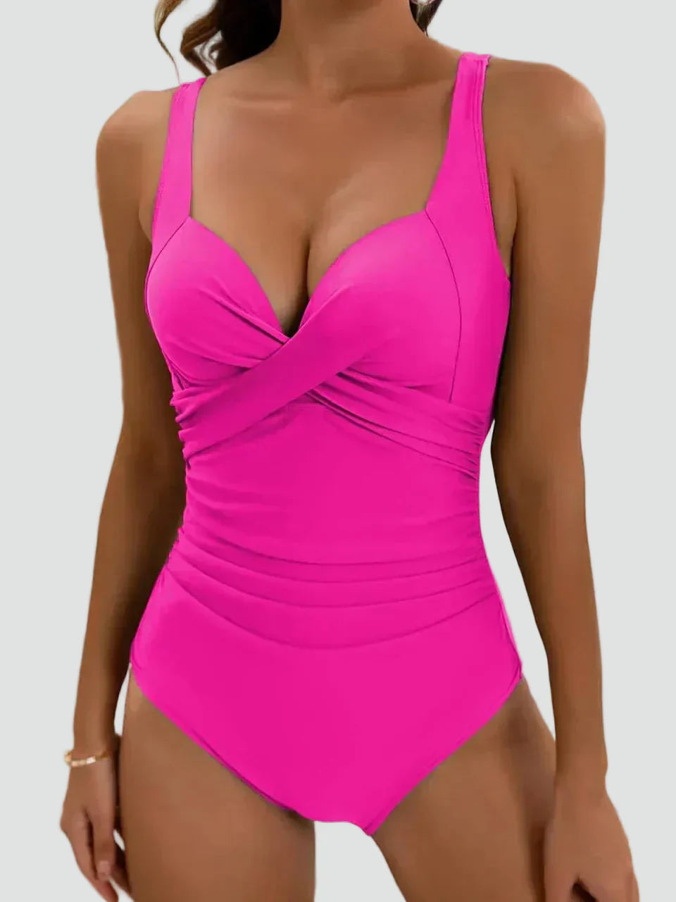 Costume da bagno intero modellante con arricciature per donna | Ideale per l'estate