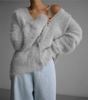 Cardigan oversize con scollo a V e maniche lunghe per donna