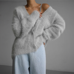 Cardigan oversize con scollo a V e maniche lunghe per donna