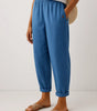 Pantaloni a gamba larga con vita elastica in lino per donna