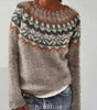 Maglione oversize jacquard con collo tondo e maniche lunghe per donna