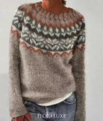 Maglione oversize jacquard con collo tondo e maniche lunghe per donna
