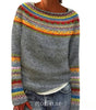Maglione oversize jacquard con collo tondo e maniche lunghe per donna