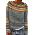 Maglione oversize jacquard con collo tondo e maniche lunghe per donna
