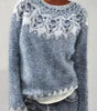 Maglione oversize jacquard con collo tondo e maniche lunghe per donna