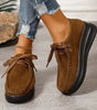 Mocassino Confort con Lacci e Suola Platform in Camoscio per Donna