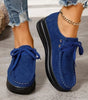 Mocassino Confort con Lacci e Suola Platform in Camoscio per Donna