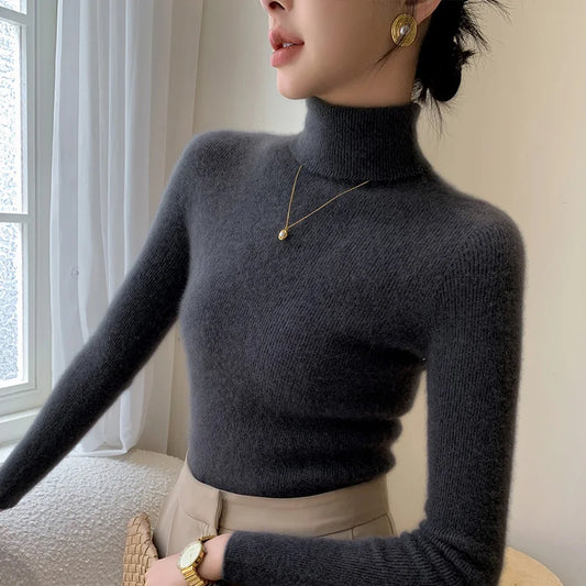 Pull à Col Roulé en Laine pour Femmes
