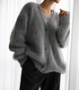 Cardigan oversize con scollo a V e maniche lunghe per donna