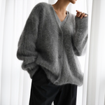Cardigan oversize con scollo a V e maniche lunghe per donna