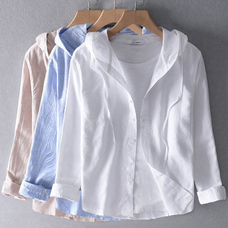Blusa lunga in lino con cappuccio da donna | Ideale per la primavera