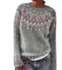 Maglione oversize jacquard con collo tondo e maniche lunghe per donna