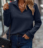 Maglione ampio con collo a zip e coste, maniche lunghe da donna  