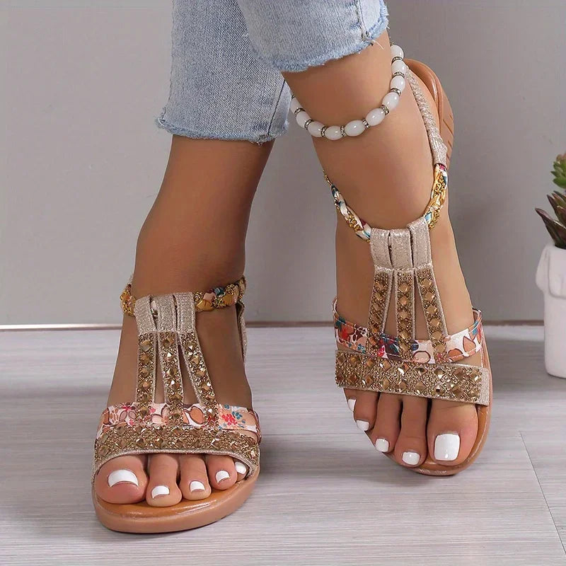 Sandali con zeppa e strass da donna | Ideali per le uscite