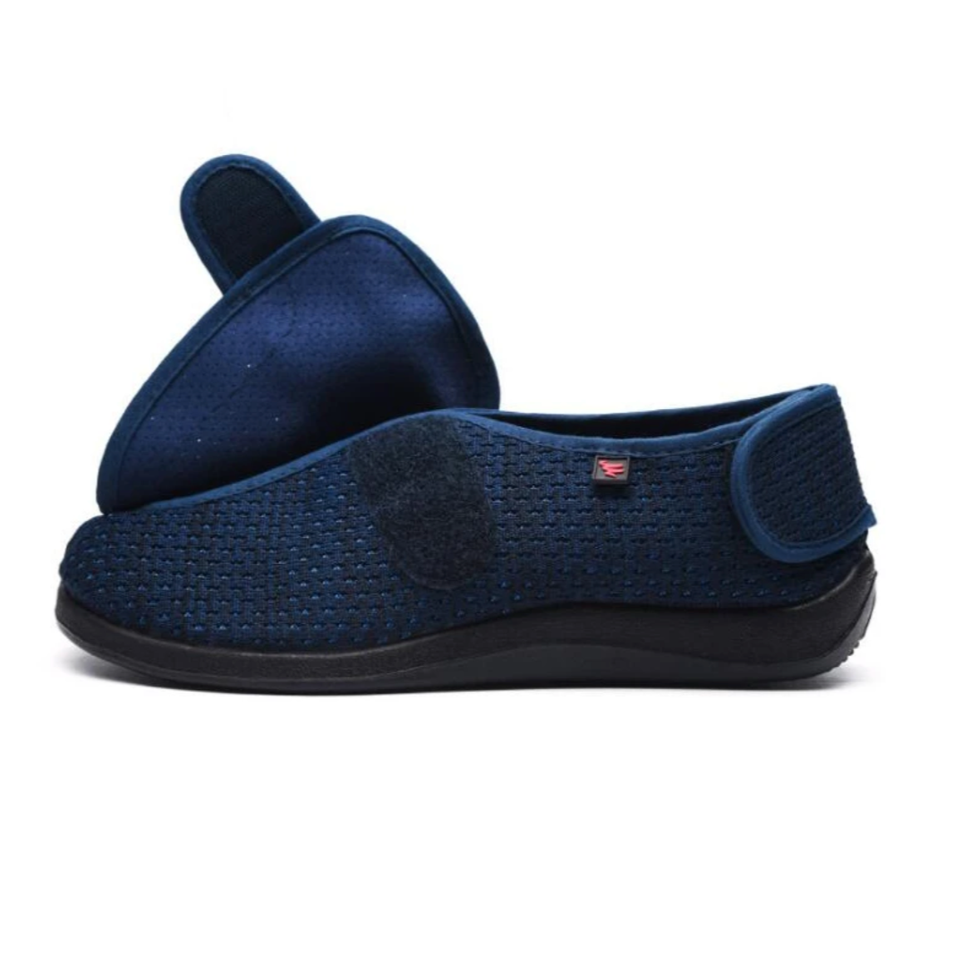 Chausson donna comfort per piedi larghi con chiusura a strappo in maglia