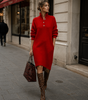 Vestito maglione dritto da donna con maniche lunghe in maglia e collo alto