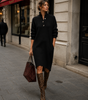Vestito maglione dritto da donna con maniche lunghe in maglia e collo alto
