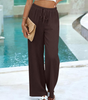 Pantaloni palazzo larghi a vita alta con tasche per donna