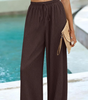 Pantaloni palazzo larghi a vita alta con tasche per donna