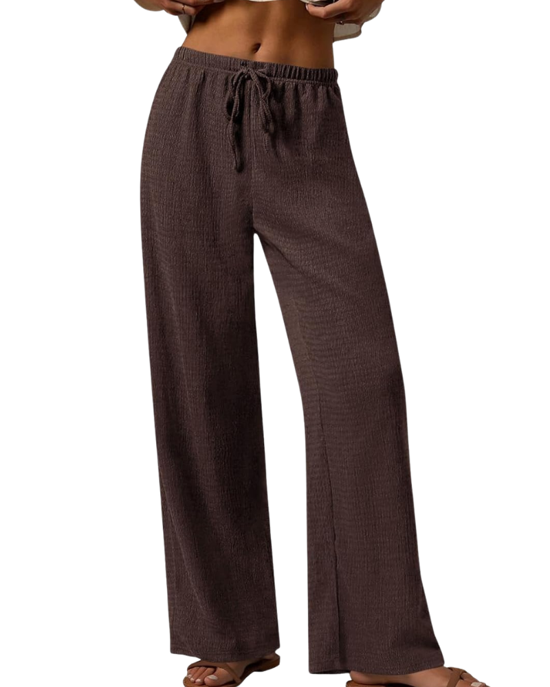 Pantaloni palazzo larghi a vita alta con tasche per donna