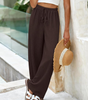 Pantaloni palazzo larghi a vita alta con tasche per donna