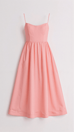 Vestito midi con scollo ascot e taglio svasato da donna | Ideale per l'estate