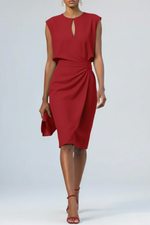 Vestito midi con scollo rotondo e dettaglio annodato da donna | Ideale per l'estate