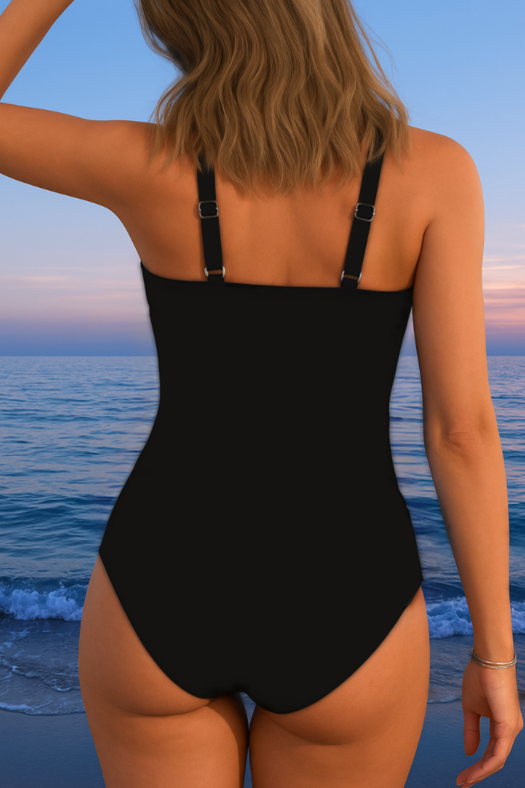 Costume da bagno stampato con scollo incrociato per donna