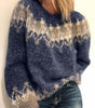 Maglione jacquard con collo tondo e taglio ampio per donna