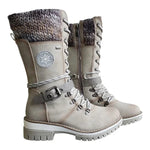 Stivaletto alto con lacci in similpelle per donna
