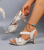 Sandali con tacco e fibbie metalliche da donna | Ideali per le uscite