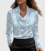 Camicia in raso classica con scollo drappeggiato da donna | Ideale per l'ufficio
