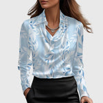 Camicia in raso classica con scollo drappeggiato da donna | Ideale per l'ufficio