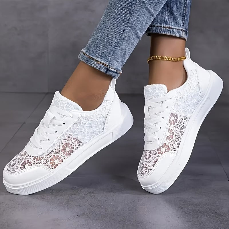 Baskets en Dentelle Florale et Lacets pour Femme - Emilia Lane
