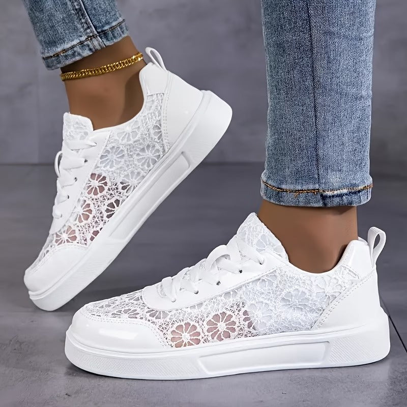 Baskets en Dentelle Florale et Lacets pour Femme - Emilia Lane