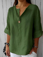 Blusa ampia con scollo a V e maniche corte da donna | Ideale per tutti i giorni