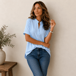 Blouse Femme Col V Manches Courtes Coupe Fluide Unie - Emilia Lane