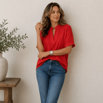Blouse Femme Col V Manches Courtes Coupe Fluide Unie - Emilia Lane