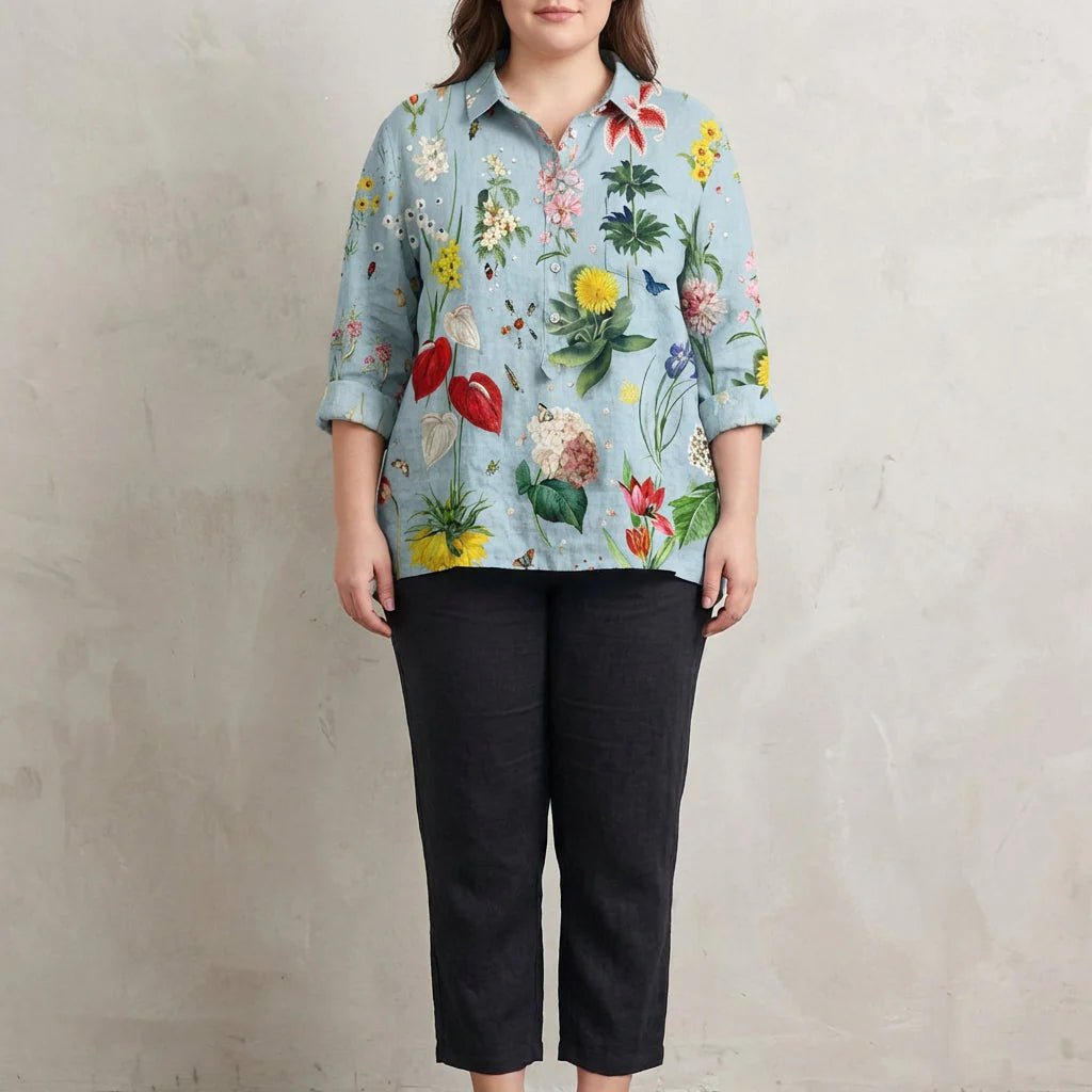 Blusa estiva lunga in lino per donna