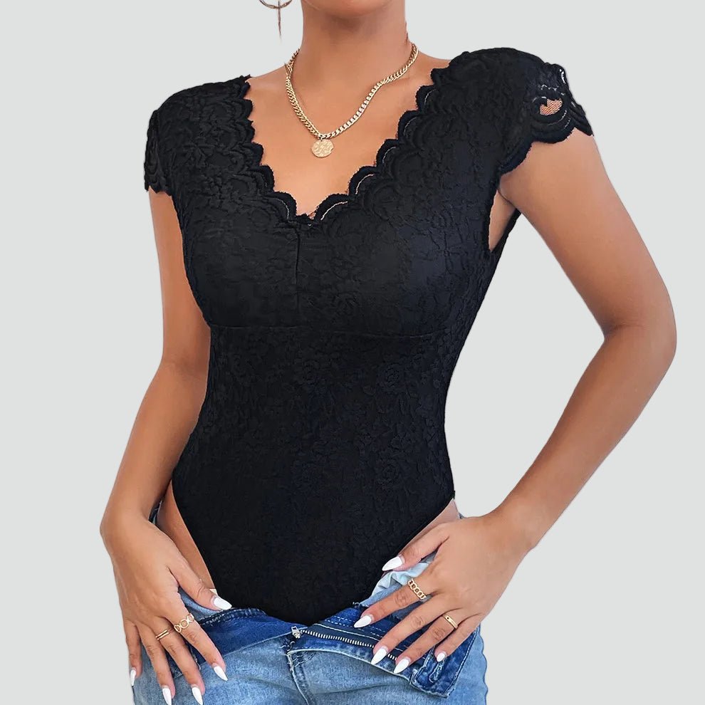Body en Dentelle à Manches Courtes pour Femmes - Emilia Lane