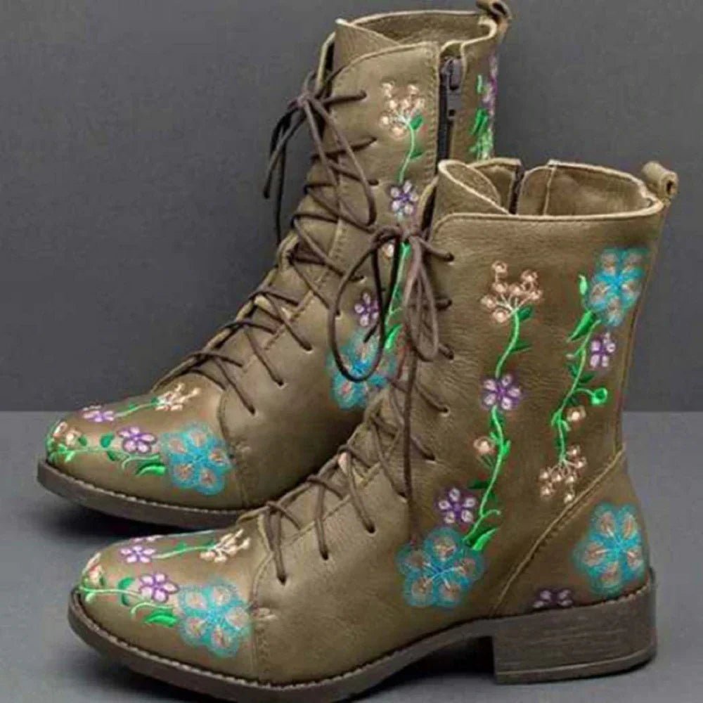 Bottes Brodées Rétro pour Femmes - Emilia Lane