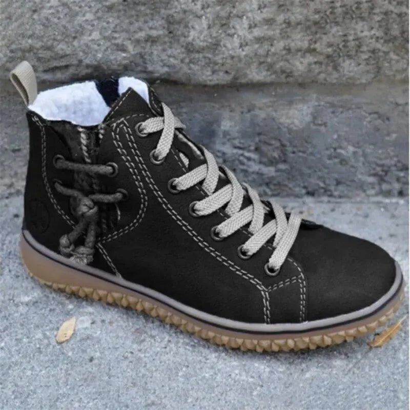 Bottine Fourrée à Lacets et Fermeture Zippée en Similicuir pour Femme - Emilia Lane