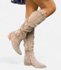 Stivale alto piatto in camoscio per donna