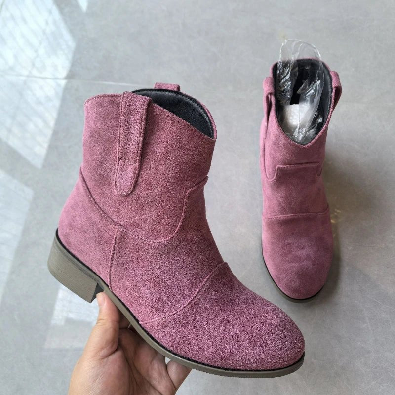 Stivaletti con tacco in camoscio da donna