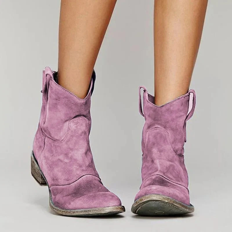Stivaletti con tacco in camoscio da donna