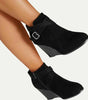 Stivaletti con zeppa in similpelle per donna