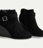 Stivaletti con zeppa in similpelle per donna